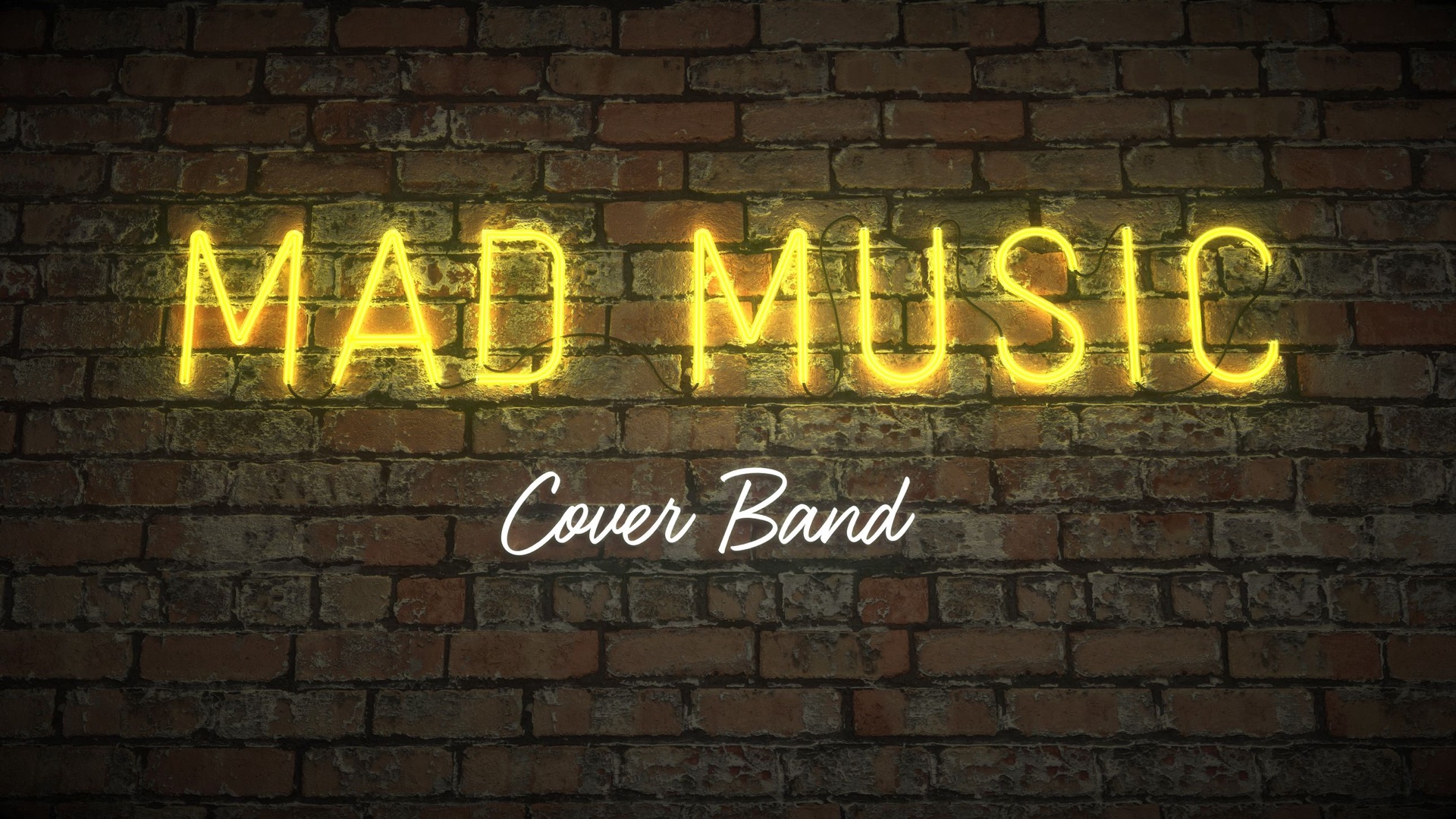 MADmusic-Logo – Neon auf Backsteinwand
