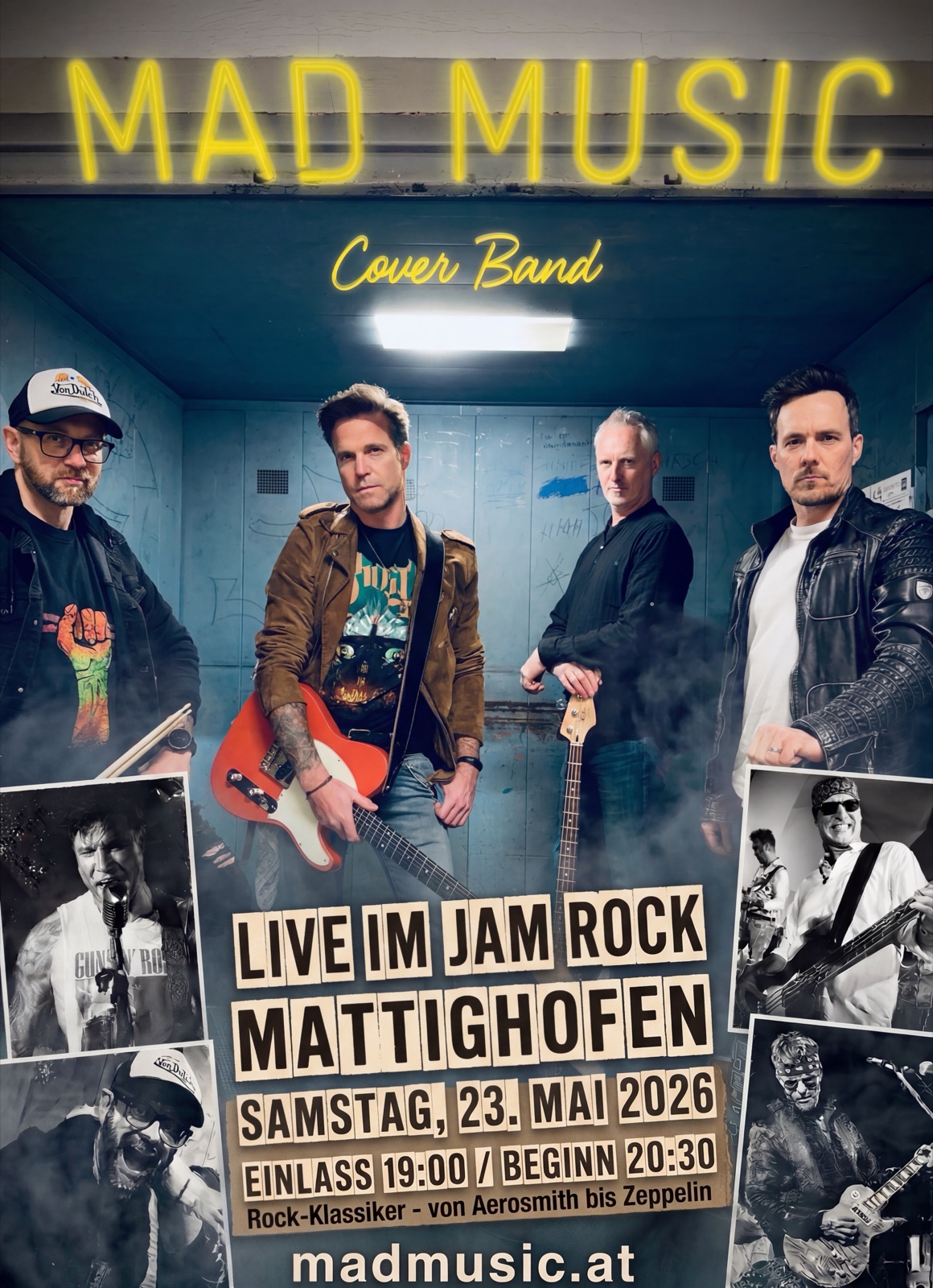 Plakat: MADmusic live im Jam Rock Mattighofen, 23. Mai 2026